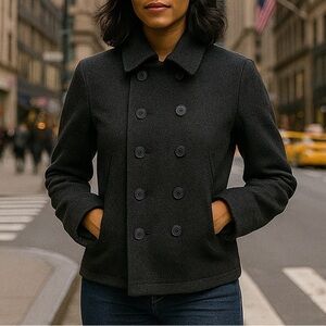 AllSaints Spitafield Black Wool Coat Women’s